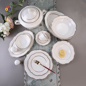 GXKC Service de table de luxe en porcelaine fine de Chine haute qualité Nouvelles assiettes en or gaufrées Tasses à thé et sauce pour la maison ou le mariage - Product Image 6
