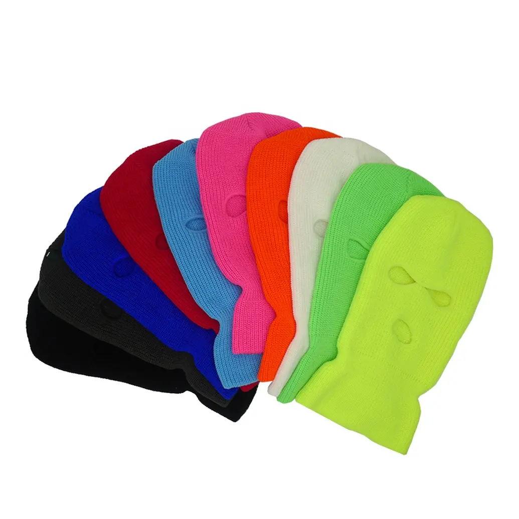 Balaclava de esqui personalizada, atacado, máscara de esqui 3 orifícios, cobertura total do rosto, chapéus de inverno, gorros esportivos de malha