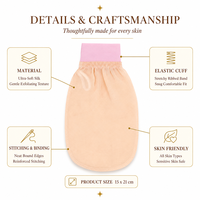 Gant exfoliant en soie personnalisé avec logo, pour gommage corporel, fabrication OEM ODM, bande élastique imprimée, vente en gros