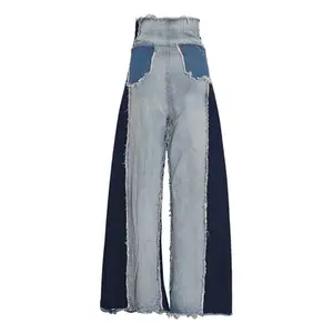 M539 automne 2021 nouvelle mode taille haute drapée ample tout-assorti Jeans Slim femmes Denim Jeans taille haute pleine Polyester Casual