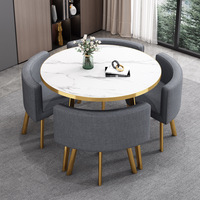 Ensemble table et 4 chaises de salle à manger en métal doré de luxe pour restaurant, à vendre