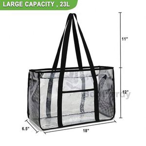 Bolsa de Plástico Transparente Impermeable con Logotipo Personalizado para Mujer, Cierre de Cremallera, a Prueba de Arena, Bolsa de Mano Transparente Grande, Bolsa de Almacenamiento para la Playa - Product Image 2