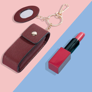Étui à rouge à lèvres en cuir avec miroir et porte-clés, mini sac à rouge à lèvres en cuir / trousse de maquillage / étui à rouge à lèvres - Product Image 1