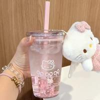 INS Easy Bear Gobelet à paille grande capacité, résistant aux hautes températures, style japonais, dessin animé mignon, couvercle en plastique transparent, jaune