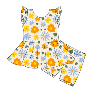 Conjuntos de Ropa para Bebés Niñas de Bambú Orgánico Personalizados, Vestido con Volantes y Pantalones Cortos, Vestidos Transpirables para Hermanas, Conjuntos de Ropa para Niñas Pequeñas - Product Image 4