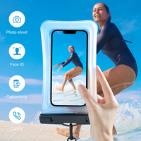 Étui de téléphone étanche en TPU, vente en gros, pochette de téléphone portable flottante transparente avec sangle de cou