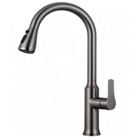 Robinet de cuisine avec bec flexible et bec col de cygne à arc élevé, mitigeur monocommande chaud/froid pour hôtels