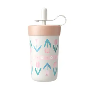 Flans de sublimation de bouteille d'eau livraison gratuite gobelet de voyage 400ml tasse en acier inoxydable avec paille pour la fête des mères