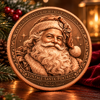 Pièces de monnaie en cuivre fin 999 de 1 oz, collection vintage personnalisée Santa Heritage, artisanat métallique, impression UV 3D, cadeau commémoratif de collection