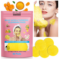 ELBBUB 40 Almohadillas Limpiadoras Faciales Reafirmantes y Energizantes para la Piel, Exfoliantes e Iluminadoras, con Cúrcuma y Ácido Kójico