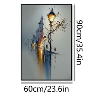 Peinture à l'huile abstraite de lampadaire peinte à la main - 60x90cm, scène nocturne verticale, toile sur cadre en bois, tailles personnalisées disponibles