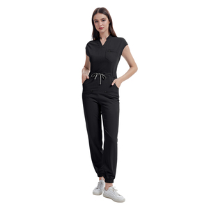 Phụ nữ và nam giới làm mát shortsleeves Twill yếm phẫu thuật Jumpsuit bảo hộ lao động một mảnh căng điều dưỡng chà thiết lập với dây rút - Product Image 4