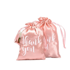 Pochette personnalisée de qualité supérieure avec logo imprimé, en satin de soie couleur bonbon, pour emballage de perruques, extensions capillaires, vêtements, sac à cordon anti-poussière pour bijoux - Product Image 1
