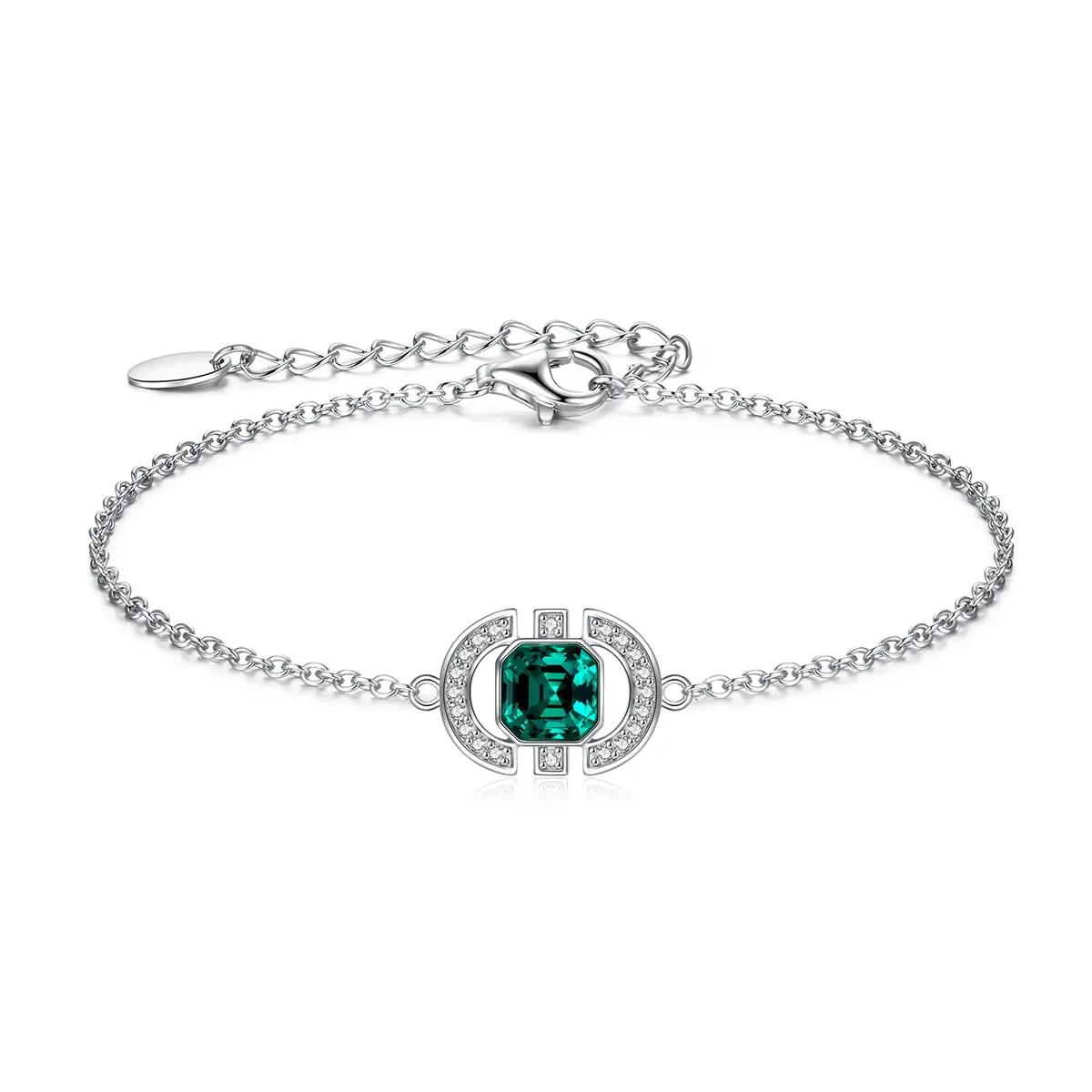 CDE S-YN1021 perhiasan kustom mewah murni kalung perak Set perhiasan kristal zamrud keluaran baru 925 Set perak wanita