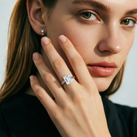 Fabricant de bijoux sur mesure, usine de bagues de fiançailles en argent sterling 925, bague en zircon taille émeraude, fournisseurs en gros de bijoux