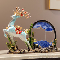 Nouvelle figurine en résine époxy de style chinois avec peinture à effet de sable mouvant pour la décoration de bureau, de salon et de maison, idéale pour les cadeaux de pendaison de crémaillère et d'inauguration.