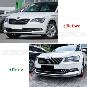 Para Skoda Superb B8 2016-2018, Divisor de Parachoques Delantero, Kit de Carrocería, Aspecto de Fibra de Carbono Negro Brillante - Product Image 6