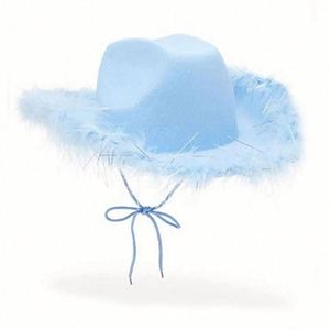 Sombrero de Vaquero/Vaquera de Pelo Sintético Rosa, de Moda, de Alta Calidad, para Invierno, Casual, para Fiestas al Aire Libre - Product Image 6