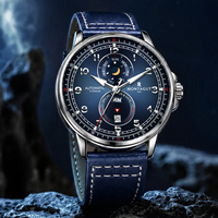 Montre automatique pour homme, montre mécanique d'usine MTJ-5204 46 mm, Reloj Automatico, 3 BAR étanche, bracelet en cuir, montre pour homme