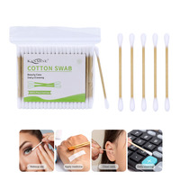 Bâtonnets de coton écologiques à double tête ronde, 100 pièces, en pulpe de bambou, avec sac zip en PP – Vente chaude