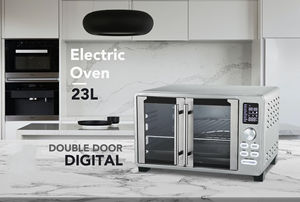 FFF-11 đôi pháp cửa Countertop Lò nướng bánh mỳ với <span class=keywords><strong>12</strong></span> \ "bánh pizza Công suất 25L nướng broil bánh mì nướng giữ ấm Thép không gỉ màu đen - Product Image 4