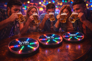 Dispositif de <span class=keywords><strong>jeu</strong></span> de boisson avec minuterie pour la bière |   Minuterie de fête LED RVB avec capteur de tasse automatique pour les jeux de bar et de fête, minuterie de compétition de boisson - Product Image 6