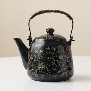 Tetera de Cerámica con Esmalte Brillante y Filtro Infusor, Esmalte Negro, Gran Capacidad, Estilo Japonés, Tetera Individual - Product Image 6