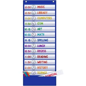 Tabla de horarios de bolsillo de 13x35.5 pulgadas con tarjetas de borrado en seco para la gestión del tiempo en el aula - Product Image 6