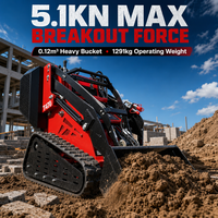 T470 Mini Track Loader 1291kg EPA EURO5 5.1KN Gaya Pemutus 0.12m3 Bucket Compact Skid Steer Konstruksi