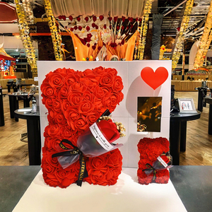 Oso de Peluche de Rosas de Material PE de 25 cm, el Mejor Regalo para el Día de San Valentín 2024, Oso de Flores Artificiales de Rosas de 35 cm para Novia - Product Image 3