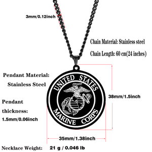 HLSS341 USMC 海兵隊 イーグル EGA コープス アメリカ海兵隊 センペルフィデリス アミュレット レーザーカット ステンレススチール ペンダント ネックレス - Product Image 5