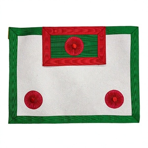 CABALLEROS DE SAN. DELANTAL ANDREW SCOTTISH RITE BLANCO, VERDE Y ROJO MOIRE - Product Image 1