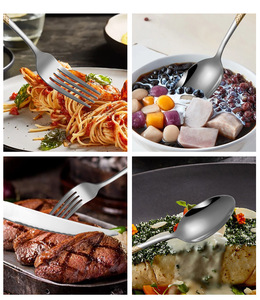 Biểu tượng tùy chỉnh thép không gỉ vàng thiết lập dao kéo ngã ba Dao Muỗng Bạc khách sạn đám cưới <span class=keywords><strong>Flatware</strong></span> Set - Product Image 5