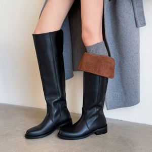 Nouvelles bottes élégantes pour <span class=keywords><strong>femme</strong></span>, automne-hiver 2025, au-dessus du genou, pour soirée, design tendance, cuir véritable, talons mi-hauts, bottes longues pour <span class=keywords><strong>femme</strong></span>, taille 40 - Product Image 1