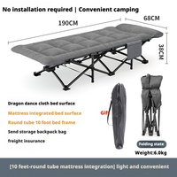 Lit de camping pliable et portable, rembourré, imperméable, avec matelas – Lit simple pour le camping et la randonnée