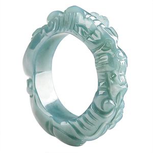 Anillo de dragón de jadeíta azul de agua de grado A natural de alta gama con grabado tridimensional de dragón de jade de grado hielo, tipo broche de solapa - Product Image 5
