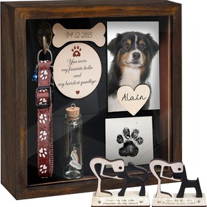 Wooden Pet Commemorative Photo <b>Frame</b> Brown Irregular Shape Handmade Shadow Box For Pets - Product Image 2