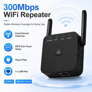 300Mbps WLAN-Repeater WLAN-Verstärker 2,4GHz Drahtloser Signalverstärker mit Doppel-Außenantennen WPS AP-Modus 1 LAN-Anschluss - Product Image 4