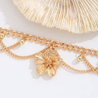 Chaîne de cheville plaquée or 18 carats avec pendentif fleur, chaînes superposées gourmette et maille câble, breloque boule, bijoux bohèmes de plage pour femme, idéal pour les soirées