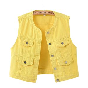 Wholesale Custom Women's Denim Vest Chic Round Neck <strong>Cropped</strong> Jean Vest Sleeveless Jacket Slim Fit Casual Denim Top - Product Image 5