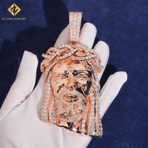 Colgante de Jesús Semipersonalizado Directo de Fábrica, Plata de Ley 925, Pasa el Test de Diamantes, Diamantes Moissanite VVS, Colgante de Jesús con Certificado GRA - Product Image 6