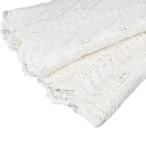 YBUYOO Polyester lace fabric water soluble cotton embroidered allover fabric lace high quality white embroidery lace