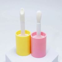 Grands tubes de gloss à lèvres transparents avec applicateur en forme de pied de chèvre, avec capuchon rose, 6 ml, avec grand pinceau/brosse