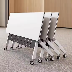 Escritorio de oficina Modular de madera Diseño moderno Mesa de entrenamiento plegable y combinación de silla Escritorio de oficina móvil para Clase de tutoría - Product Image 2