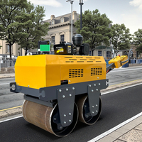 Rouleau compacteur vibrant à double tambour portatif à bas prix, 330 kg, 550 kg, 800 kg, mini-compacteur routier manuel