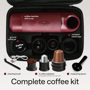 Machine à café automatique portable Mini pour les voyages et le camping Capacité de 80 ml Compatible avec les grains et les <span class=keywords><strong>dosettes</strong></span> Outils de barista - Product Image 1