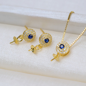 S925 Silver Pendant Zircon Personalized 7-12 <b>Pearl</b> DIY Jewelry Accessories Empty Tray Semi Finished Trendy 1606 Head Earnail <b>Set</b> - Product Image 1
