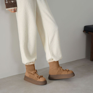 <b>Bow</b> Decor Mid Calf Boots Fleece Lined Platform <b>Shoes</b> For Sweet Casual Female Outfits And Urban Daily Strolls Fashion boot - Product Image 5