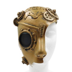 Demi-masque de mascarade mécanique Steampunk <span class=keywords><strong>Cyborg</strong></span> Vintage pour déguisement de Mardi Gras Masque en latex pour fête d'Halloween - Product Image 2