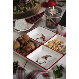 Assiette en céramique Excelsa Gnomo 195xH3x19,5 cm blanche et rouge à 4 compartiments - Product Image 3